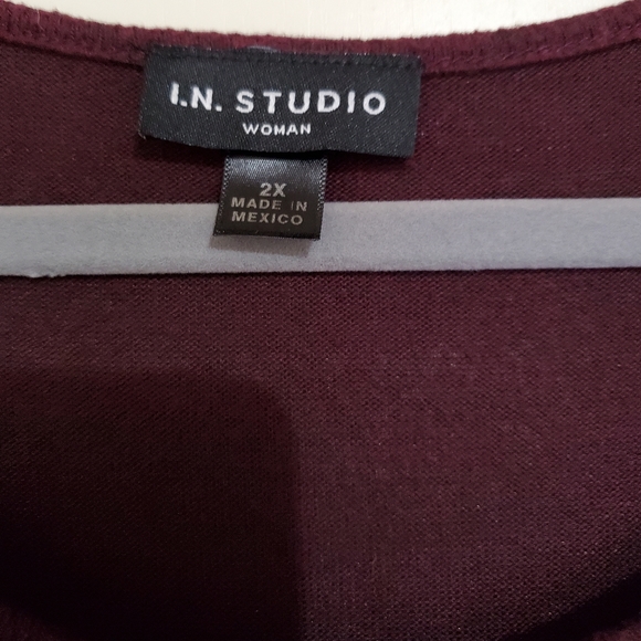 I.N Studio Women's Maroon Long Sleeve Round Neck Top Size 2X - Picture 4 of 11